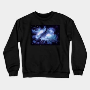 Watercolor Light Blue Galaxy and Starry Sky Crewneck Sweatshirt